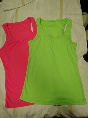 Neon Scoop Racerback Tank - Pink & Green